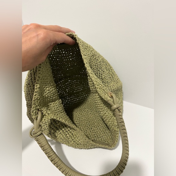 Madewell The Camren Straw Bag with Leather Trim in Sagebrush with gold charms - Picture 11 of 16